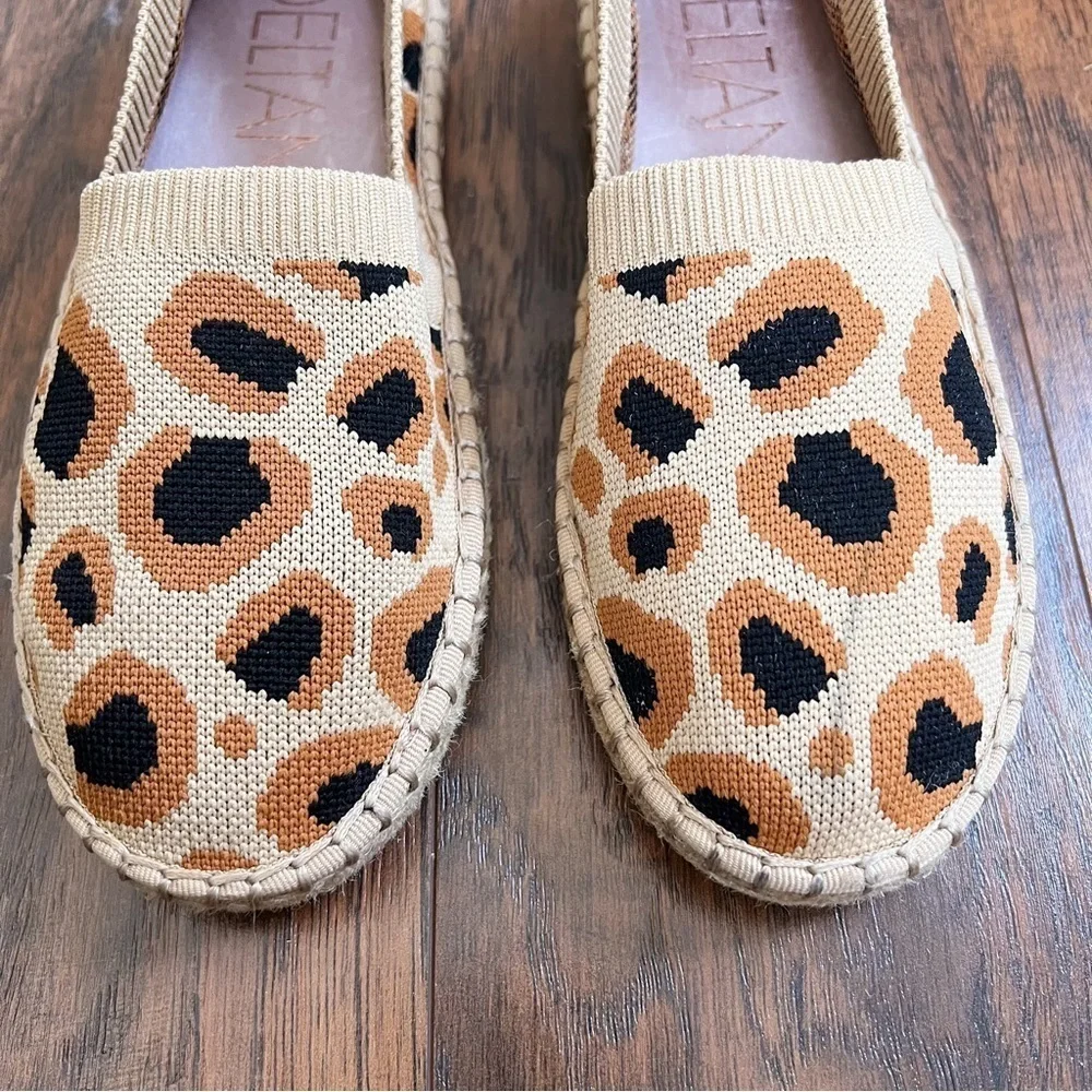 Deltan • Hensley Flyknit Espadrille leopard animal print flat slip on knit